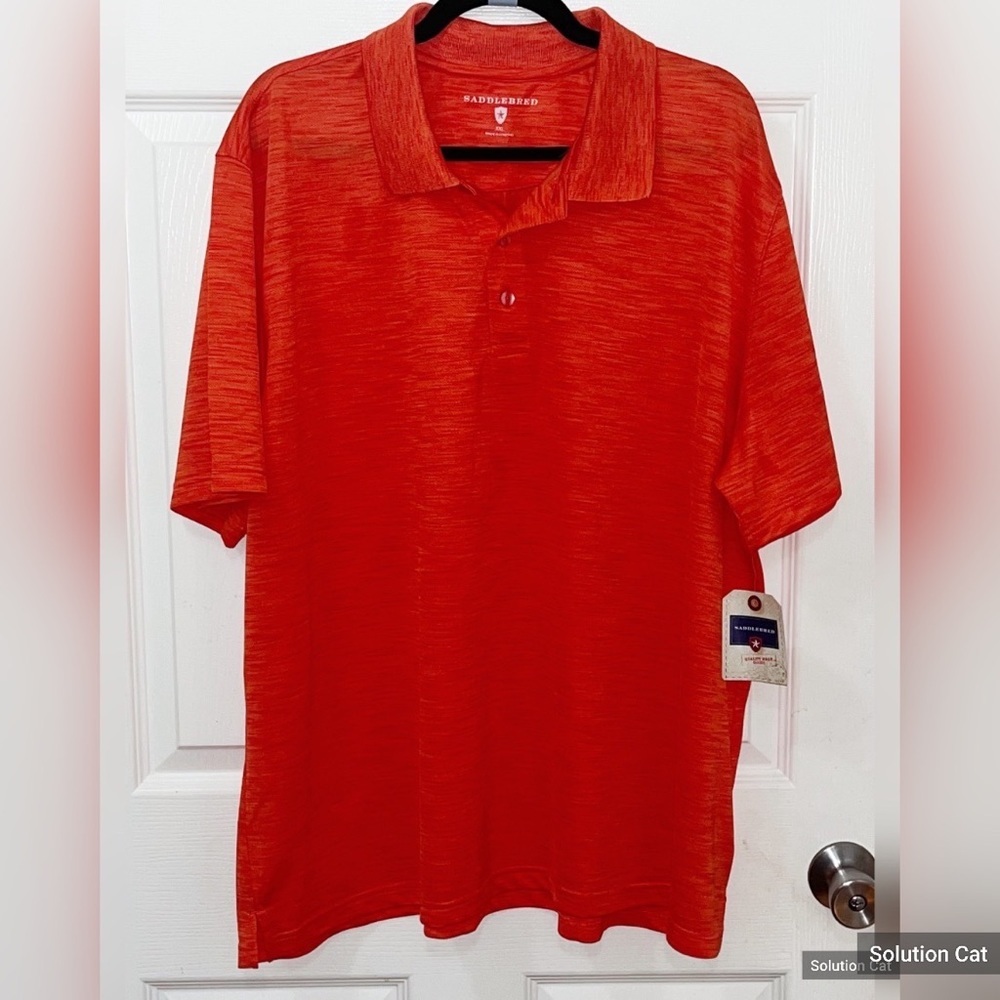 Saddlebred Tangerine Orange Polo Short Sleeve Men's Shirt Plus size 2XL new
